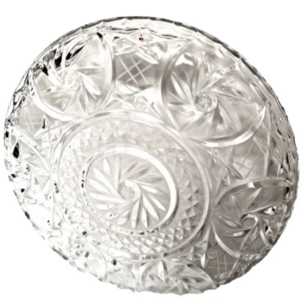 Antique Bohemian Czech Pinwheel Design Cut Crystal Decorative Luncheon 6" Plate - Picture 13 of 15